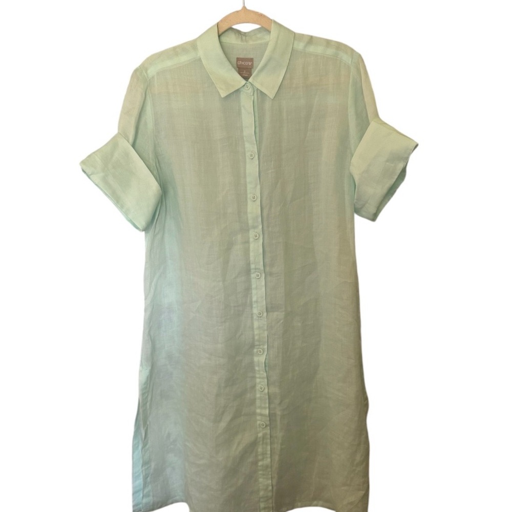 Chico's Mint Green long button down shirt